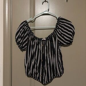 Francesca's Collections Black and White Striped Crop Top